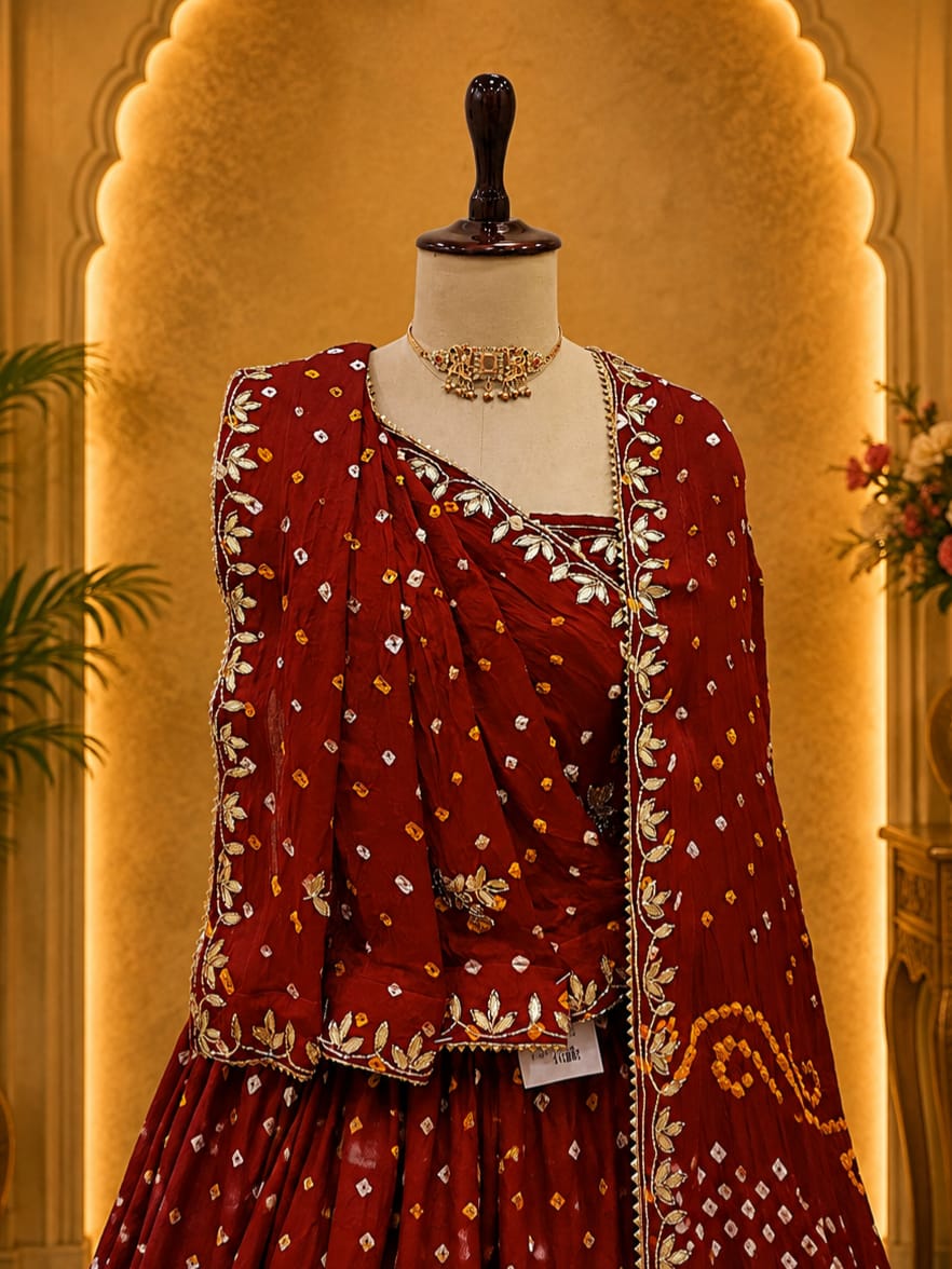KcPc Premium Festive Wear Modal Silk Bandhani Lehenga BTU