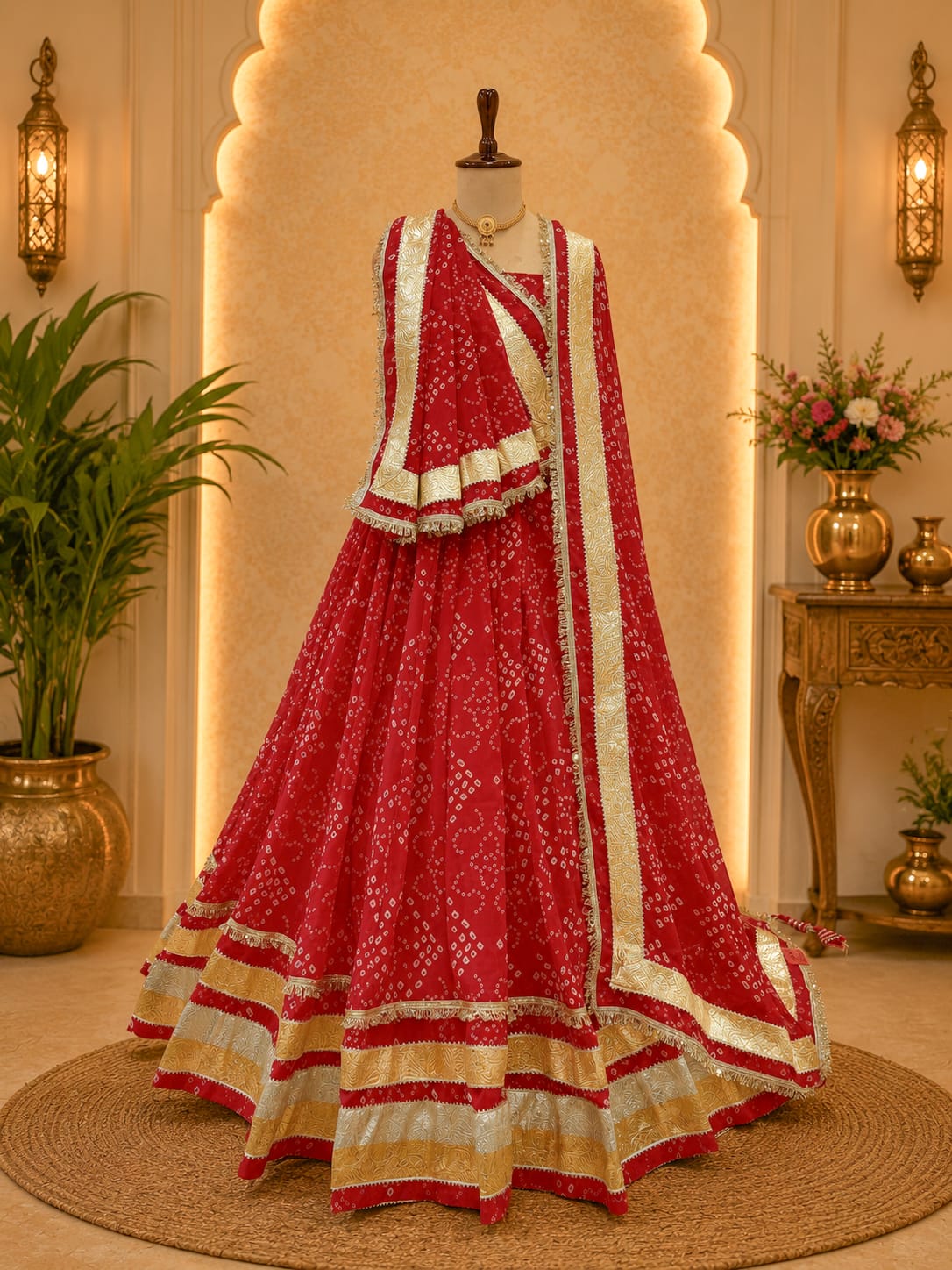 KcPc New Wedding Special Georgette Bandhani Lehenga Premium Gota Border Finish SSB