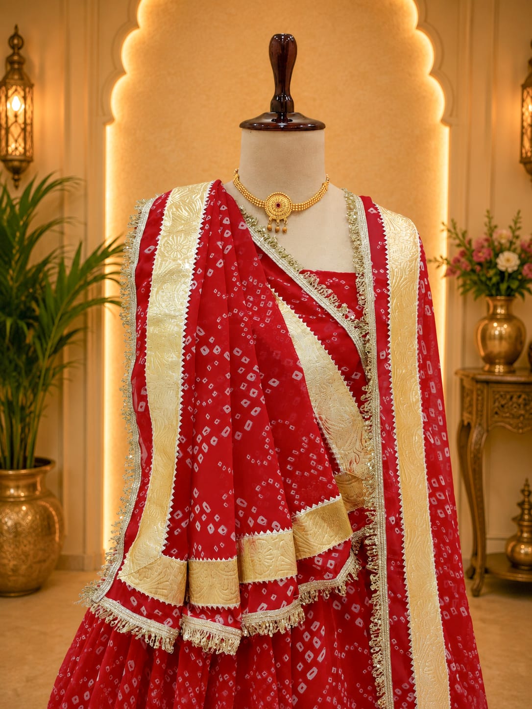 KcPc New Wedding Special Georgette Bandhani Lehenga Premium Gota Border Finish SSB