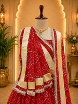 KcPc New Wedding Special Georgette Bandhani Lehenga Premium Gota Border Finish SSB