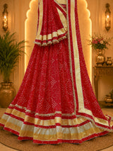 KcPc New Wedding Special Georgette Bandhani Lehenga Premium Gota Border Finish SSB