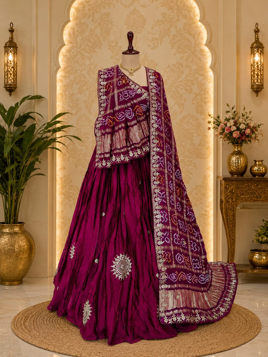 KcPc Pure Gaji silk With Gharchola Dupatta And Gota patti Work New Lehenga BTU