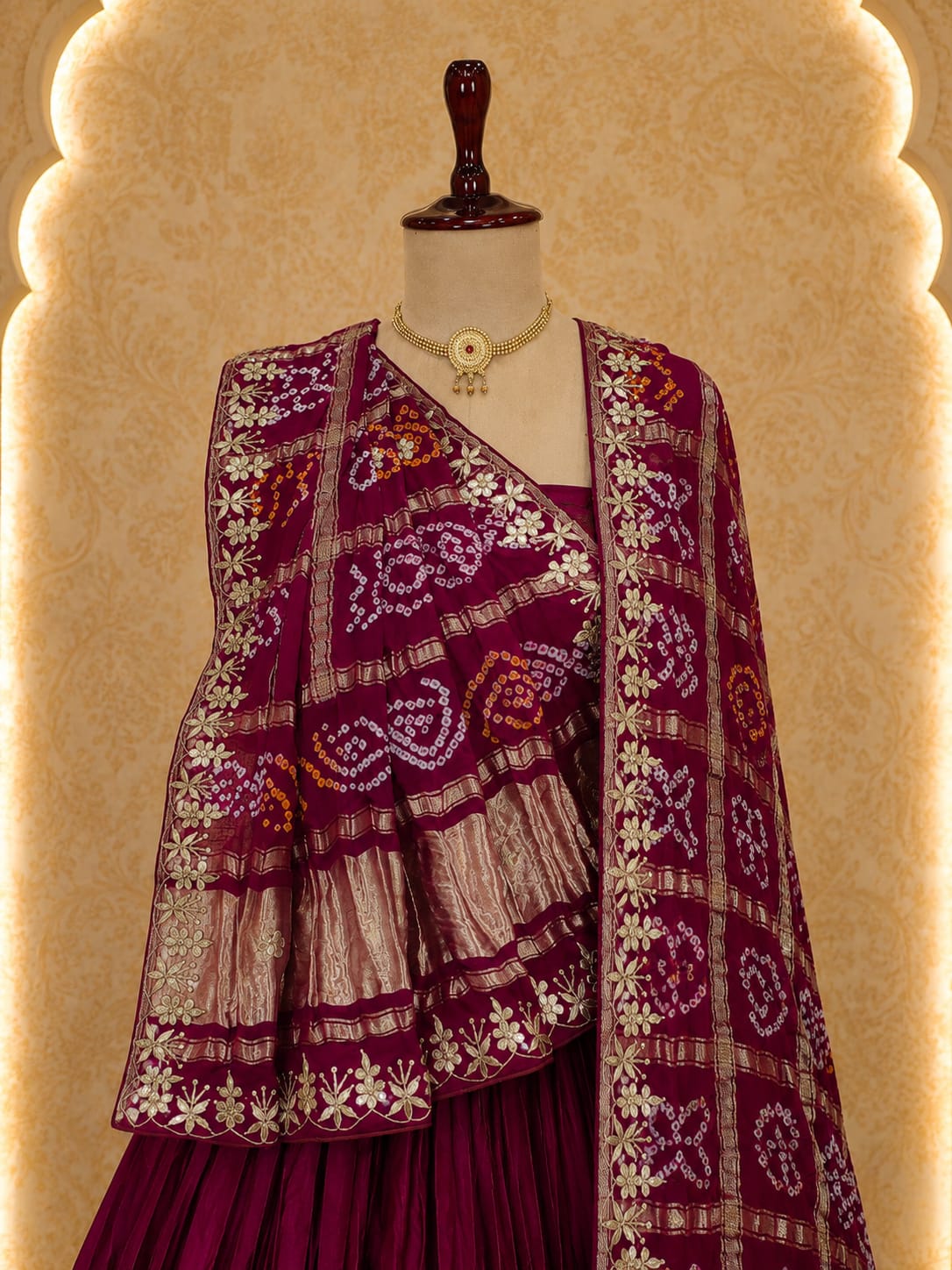 KcPc Pure Gaji silk With Gharchola Dupatta And Gota patti Work New Lehenga BTU