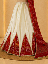 KcPc New Upada Silk Bandhani Style Lehenga with Embroidery Work SSB