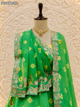 KcPc New Elegant Bandhani Style Chinon Silk Lehenga with Hand Gotapatti Work SSB