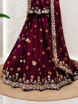 KcPcChinon Silk Bandhani Lehenga Set Elegant Gotapatti Detailing for Festive Occasions SSB