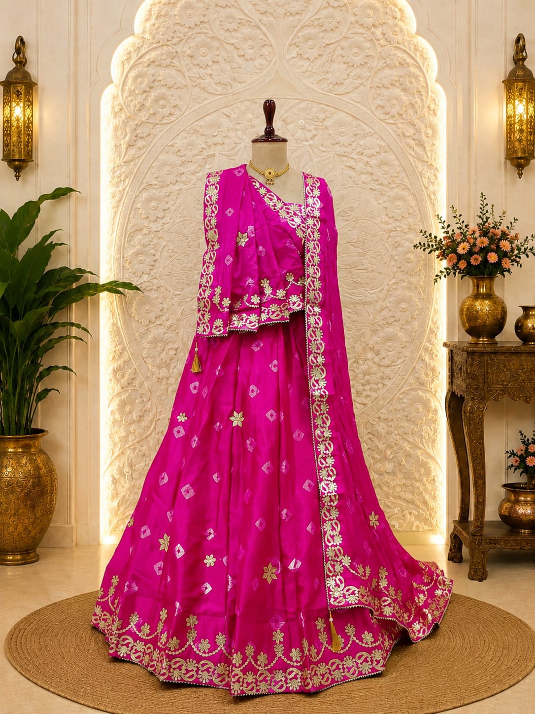 KcPc New Festive Ready Bandhani Lehenga in Chinon Silk with Gota Work SSB