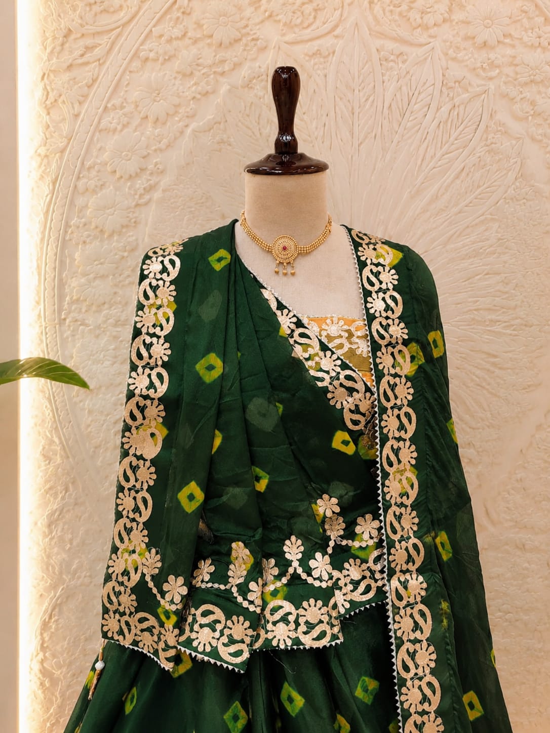 KcPc New Beautiful Bandhani Pattern Lehenga in Premium Chinon Silk Fabric SSB