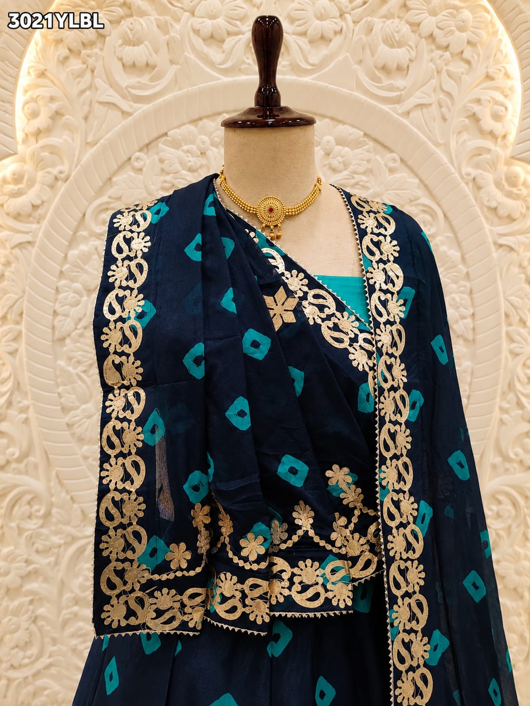 KcPc Rich Chinon Silk Bandhani Lehenga with Exquisite Gota Work SSB