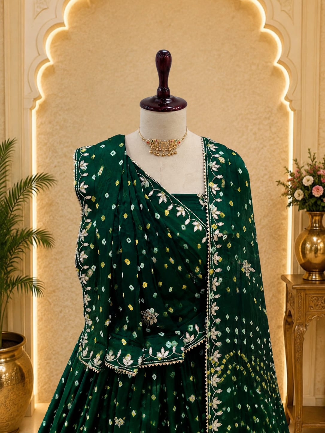 KcPc Designer Festive Modal Silk Lehenga with Bandhani Pattern BTU