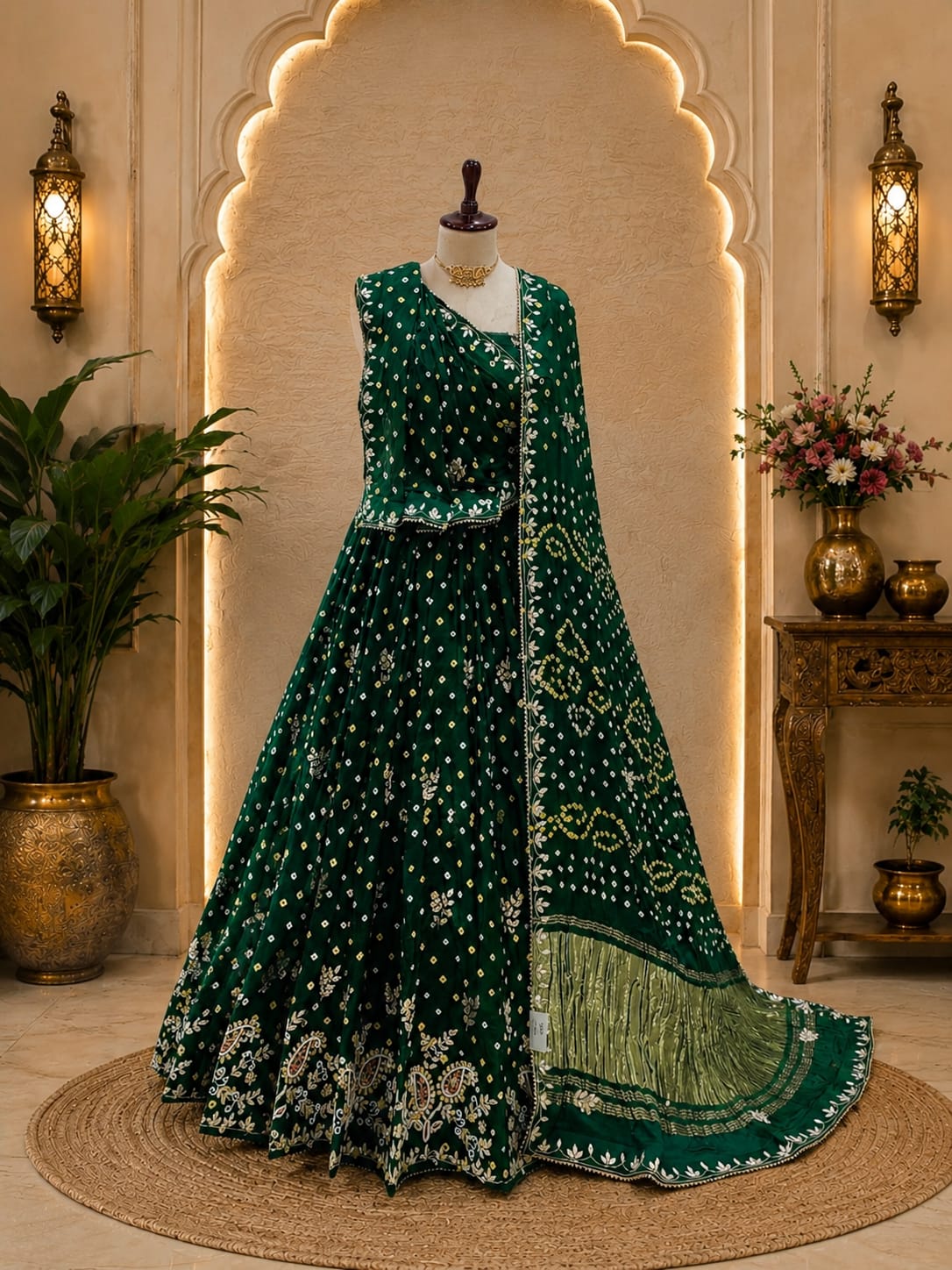 KcPc Designer Festive Modal Silk Lehenga with Bandhani Pattern BTU