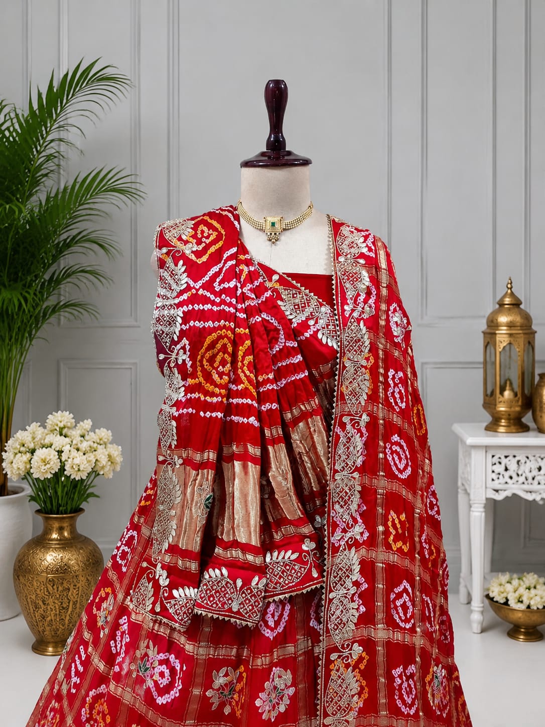 KcPc New Beautiful Pure gajji silk Lehenga Set With Gotapatti Handwork SATISH