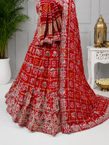 KcPc New Beautiful Pure gajji silk Lehenga Set With Gotapatti Handwork SATISH