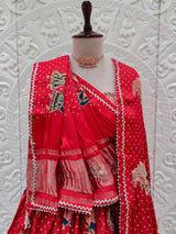 KcPc Beautiful Kalamkari Style Gaji Silk Lehenga with Gotapatti GOURI