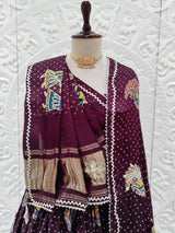 KcPc Gaji Silk Kalamkari Lehenga with Gotapatti WorkGOURI