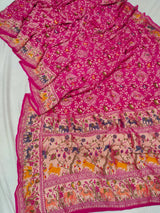 KcPc Traditional Kalamkari Style Pure Khaddi Georgette Saree with Zari WorkASIF