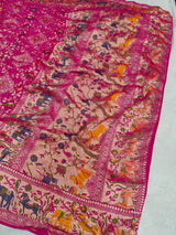 KcPc Traditional Kalamkari Style Pure Khaddi Georgette Saree with Zari WorkASIF