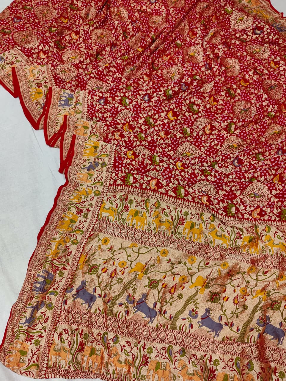 KcPc Pure Khaddi Georgette Kalamkari Saree with Zari WeavingASIF