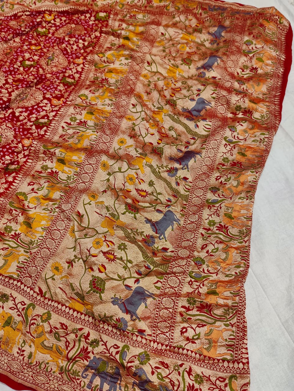 KcPc Pure Khaddi Georgette Kalamkari Saree with Zari WeavingASIF