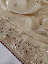 KcPc Tissue Silk Designer Saree with Beautiful Tari Embroidery WorkHM