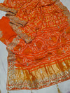 KcPc Pure Gaji Silk Bandhani Saree with Designer Gota Patti WorkAMT
