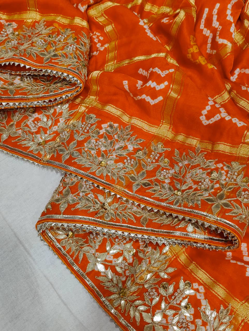 KcPc Pure Gaji Silk Bandhani Saree with Designer Gota Patti WorkAMT