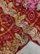 KcPc Pure Gaji Silk Bandhani Saree with Gota Patti Work AMT