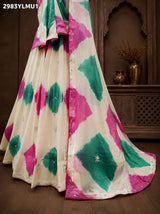 KcPc New Handcrafted Chinon Silk Lehenga Featuring Shibori Design and Gotapatti DetailingGSM