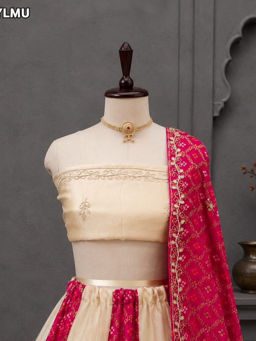 KcPc New HO Silk Bandhani Style Lehenga with GotaPatti Work VK
