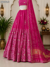 KcPc New Gaji Silk Bandhani Style Lehenga with GotaPatti Work VK
