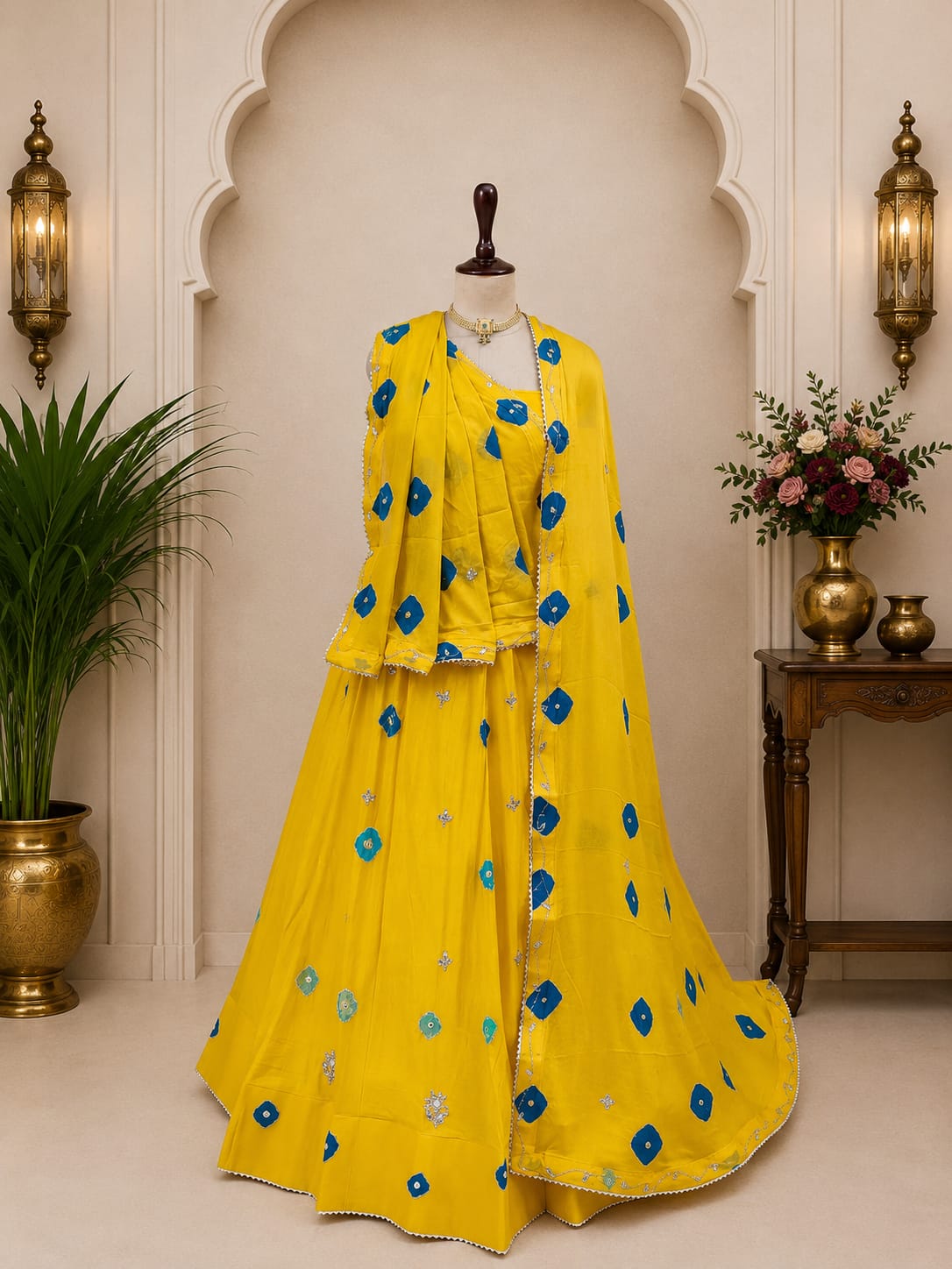 KcPc New Heritage Shibori Chinon Silk Lehenga with Cutdana DetailingGSM