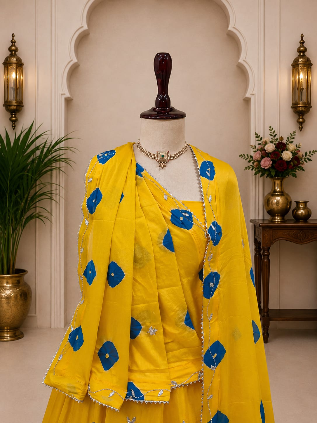KcPc New Heritage Shibori Chinon Silk Lehenga with Cutdana DetailingGSM