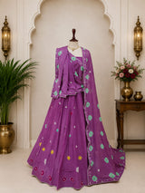 KcPc New Ethnic Shibori Chinon Silk Lehenga with Cutdana KarigariGSM