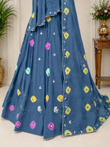 KcPc New Festive Shibori Chinon Silk Lehenga with Cutdana DetailingGSM