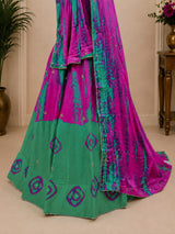 KcPc New Exquisite Chinon Silk Lehenga with Shibori Pattern & Cutdana Work for Celebrations GSM