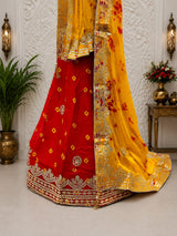 KcPc New Traditional Bandhani Style Chinon Silk Lehenga with Handcrafted Gota Patti SSB
