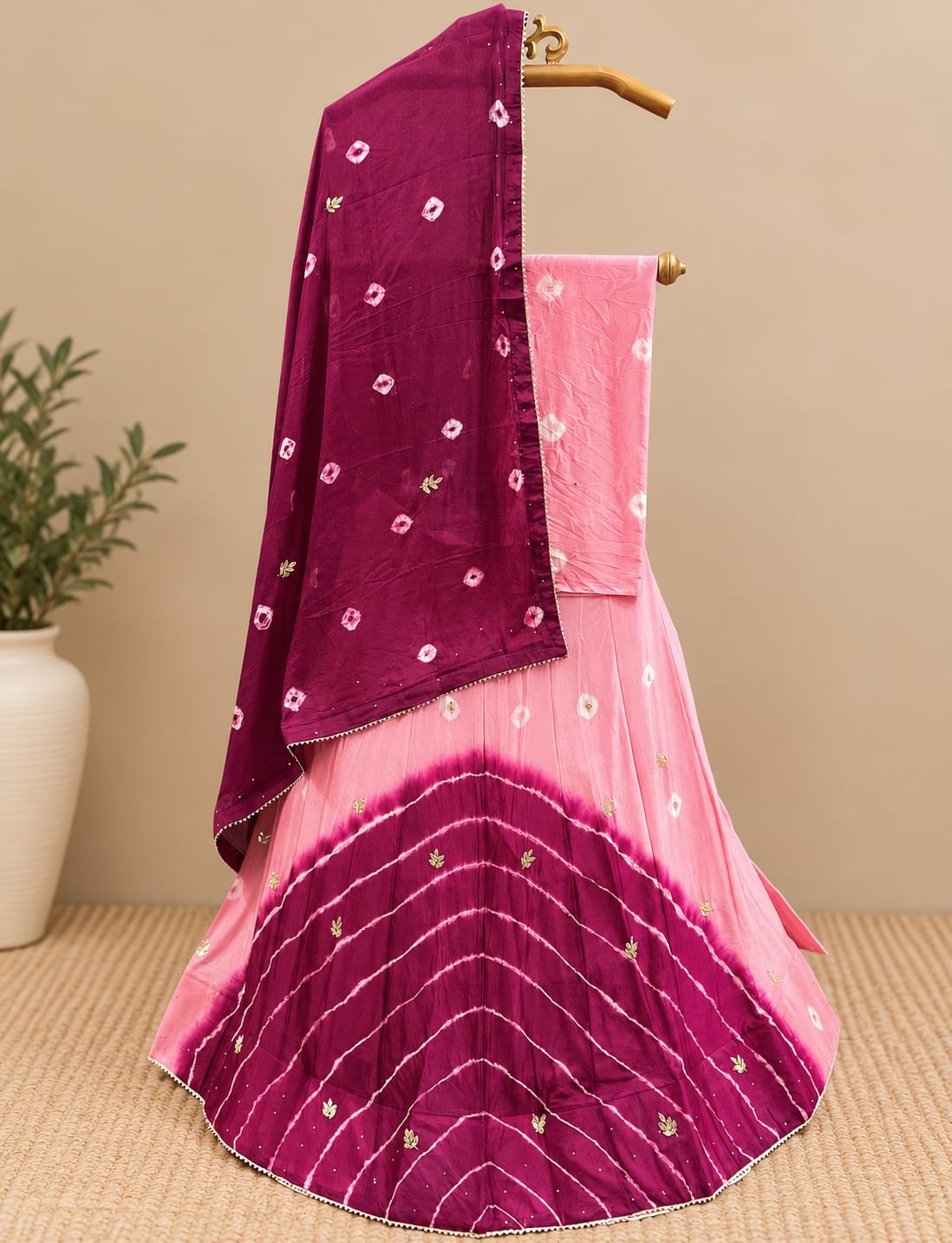 KcPc New Launch Chinon Bandhej Design With Cutdana Gotapatti Work LehengaGSM