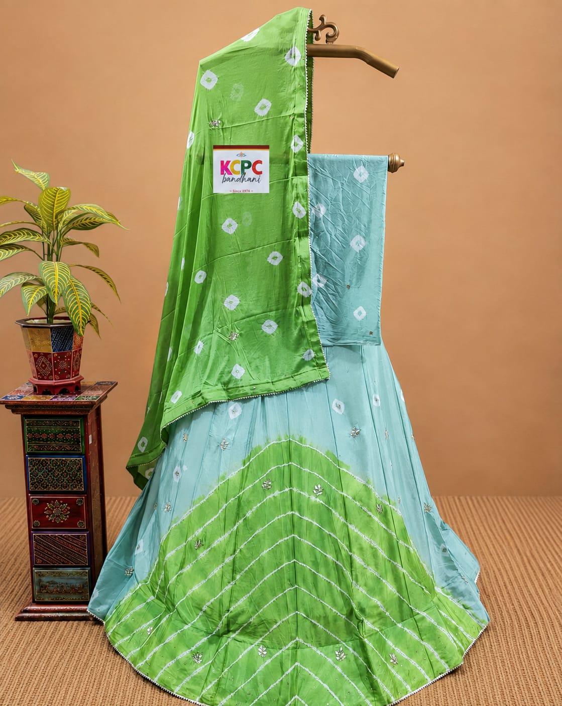 KcPc New Launch Chinon Bandhej Design With Cutdana Gotapatti Work LehengaGSM