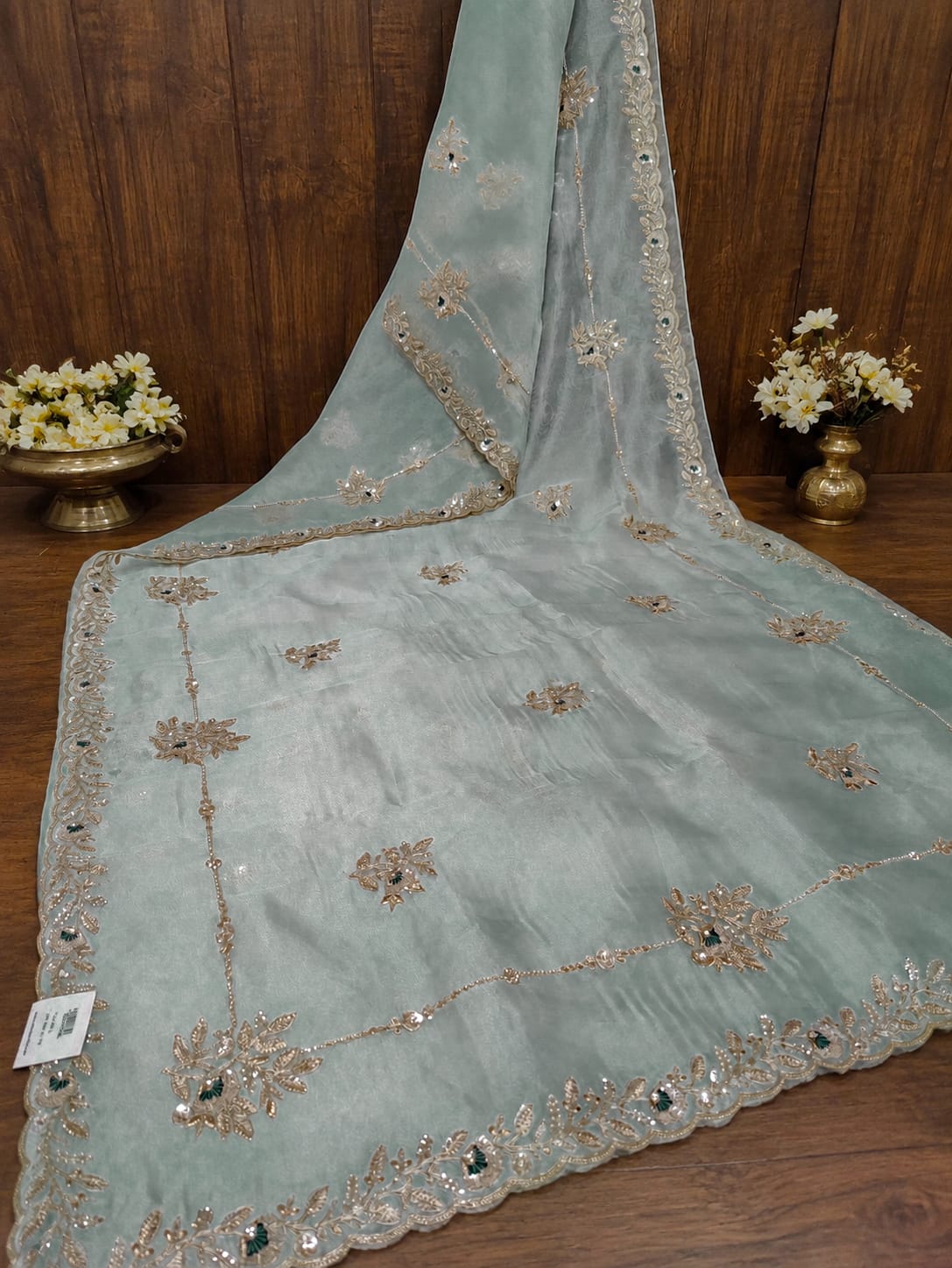 KcPc Designer Tissue Silk Saree with Elegant Embroidery Work AJD