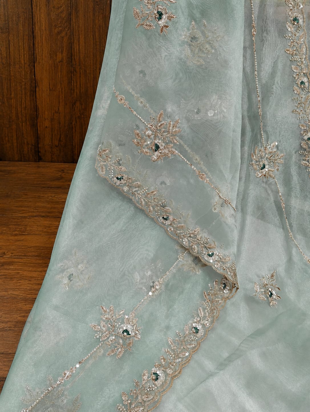 KcPc Designer Tissue Silk Saree with Elegant Embroidery Work AJD