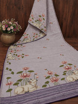 KcPc Premium Cotton Silk Kalamkari Saree with Stone WorkGAN