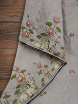KcPc Premium Cotton Silk Kalamkari Saree with Stone WorkGAN