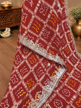 KcPc New Beautiful Bandhani Style Saree with Premium Gotapatti Detailing