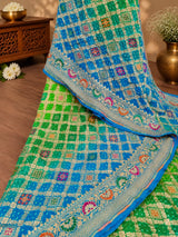 KcPc Pure Meenakari Khaddi Georgette Upada Janglaw Bandhani Neemzari Saree