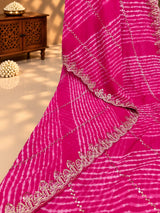 KcPc Georgette Leheriya Saree with Heavy Beads WorkSWA