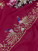 KcPc Pure Diamond Chiffon Mukes Work Jaipuri Traditional Rajputi Saree VIN