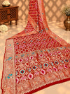 KcPc Figure Design Khaddi Georgette Janglaw Bandhani Neemzari SareeRed