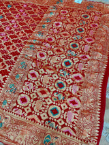 KcPc Figure Design Khaddi Georgette Janglaw Bandhani Neemzari SareeRed