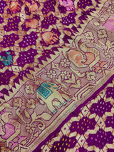 KcPc Pure Figure Design Khaddi Georgette Janglaw Bandhani Neemzari SareePurple
