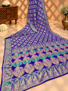 KcPc Figure Design Khaddi Georgette Janglaw Bandhani Neemzari Saree Royal Blue